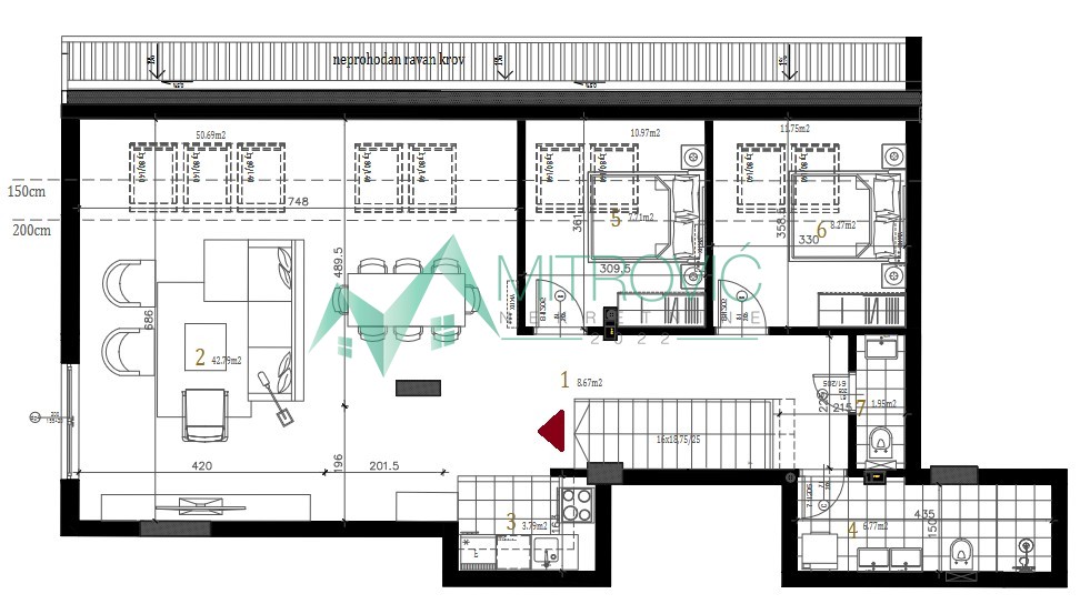 Petrovaradin - Trosoban stan - dupleks 84 m2