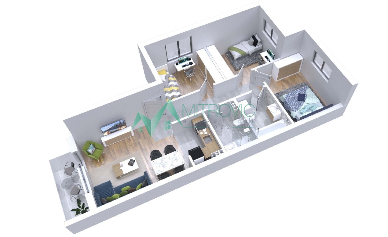 Sremska Kamenica, Popovica - Troiposoban stan 66 m2 + pripadajući parking!