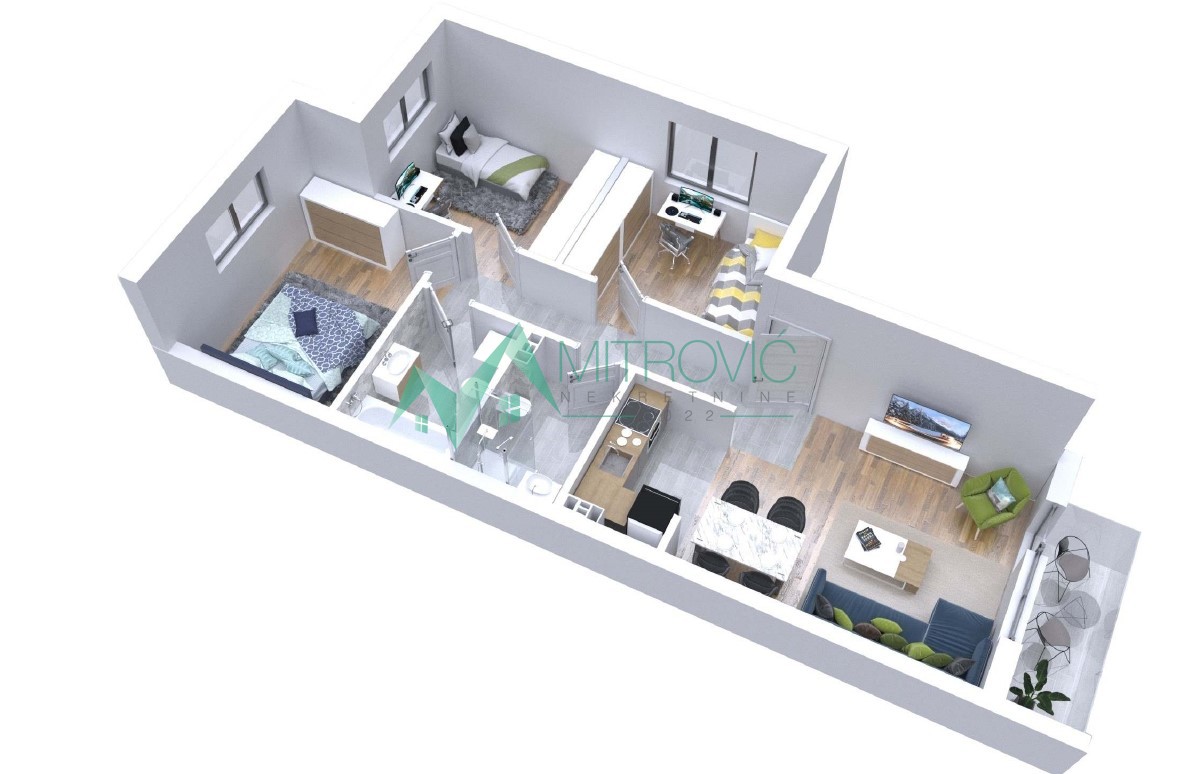Sremska Kamenica, Popovica - Troiposoban stan 71 m2 + pripadajući parking!
