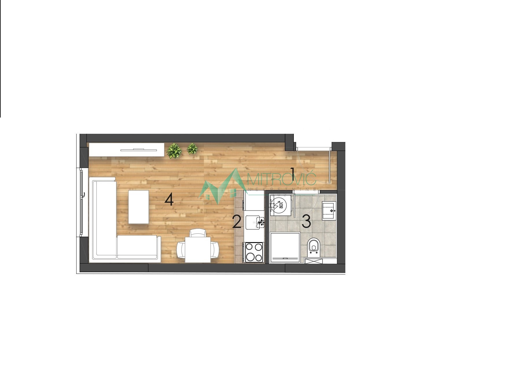Novi Sad, Telep- Garsonjera  u izgradnji 24m2 