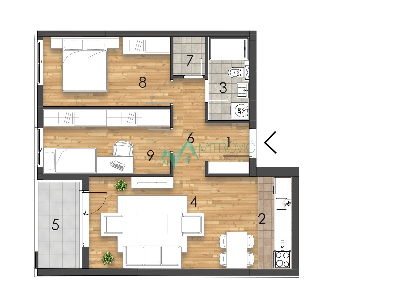 Novi Sad, Telep- Dvoiposoban stan  u izgradnji 62m2 