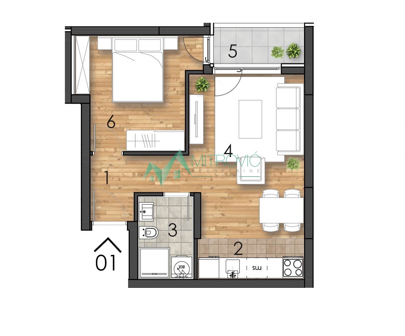 Novi Sad - Moderan stan 41 m² u izgradnji u prestižnom kompleksu 