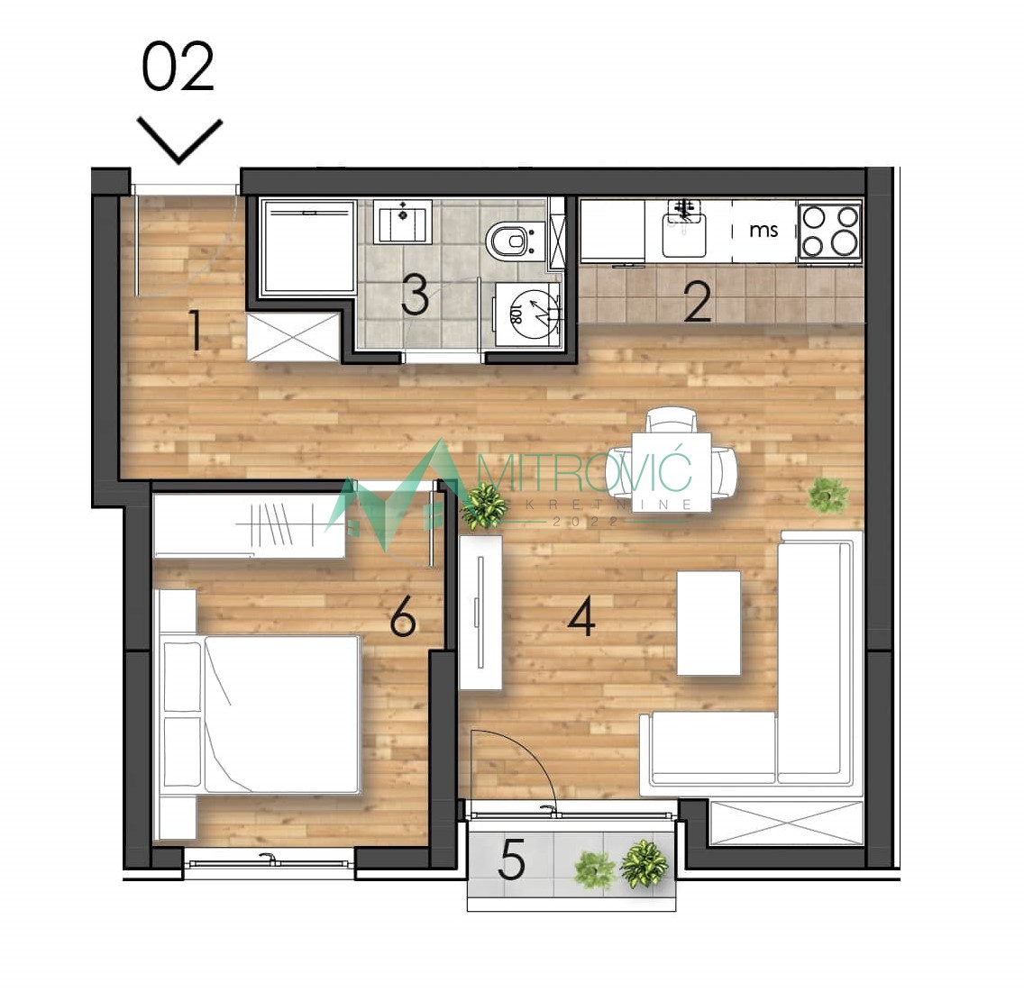 Novi Sad - Moderan stan 40 m² u izgradnji u prestižnom kompleksu 