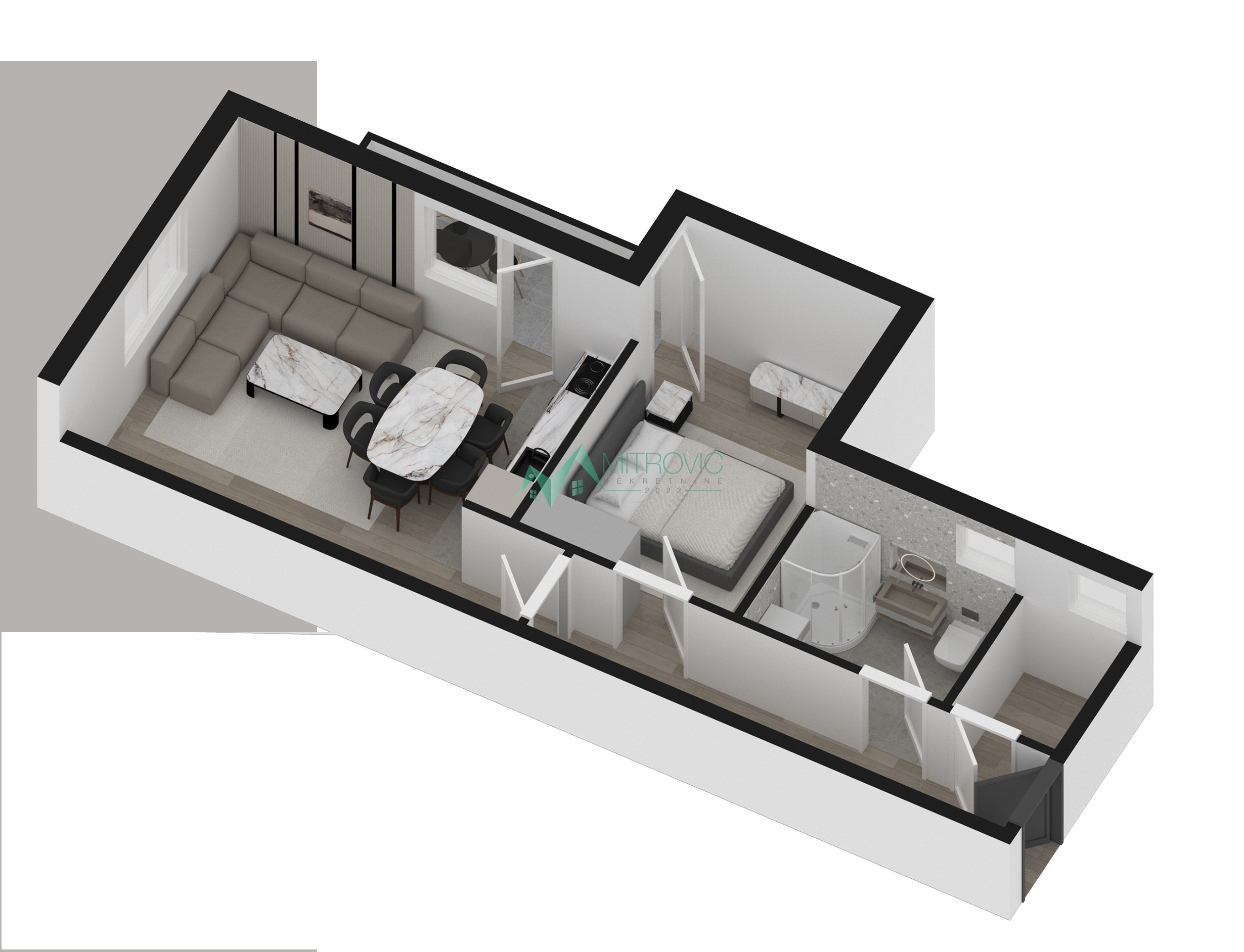Novi Sad, Adice - Jednoiposoban stan sa ostavom - 57 m2 