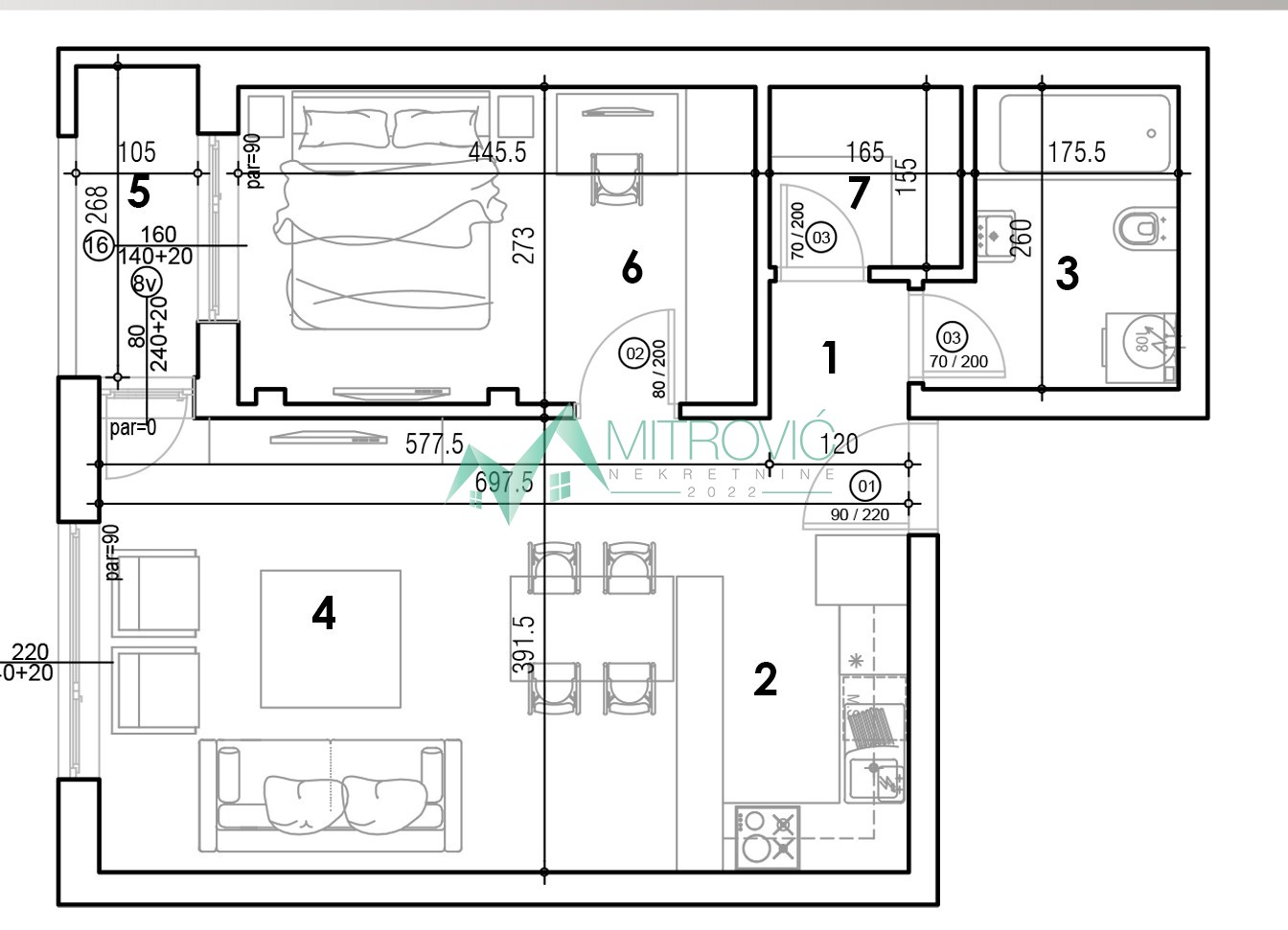 Novi Sad, Telep - Jednoiposoban stan 51 m2 