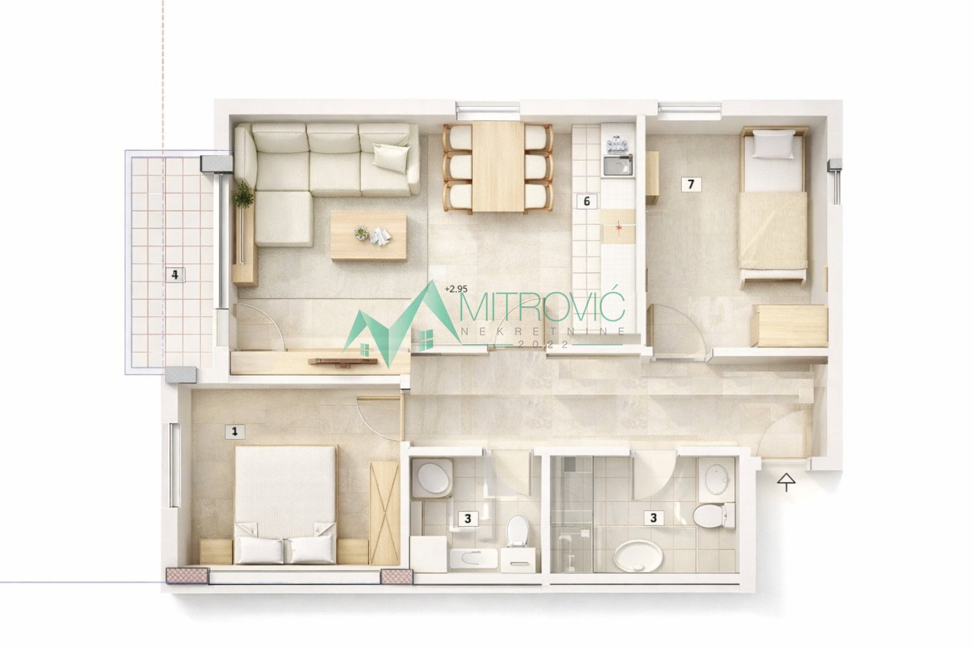 Petrovaradin, Trosoban stan 58m2 - Prodaje se trosoban stan 
