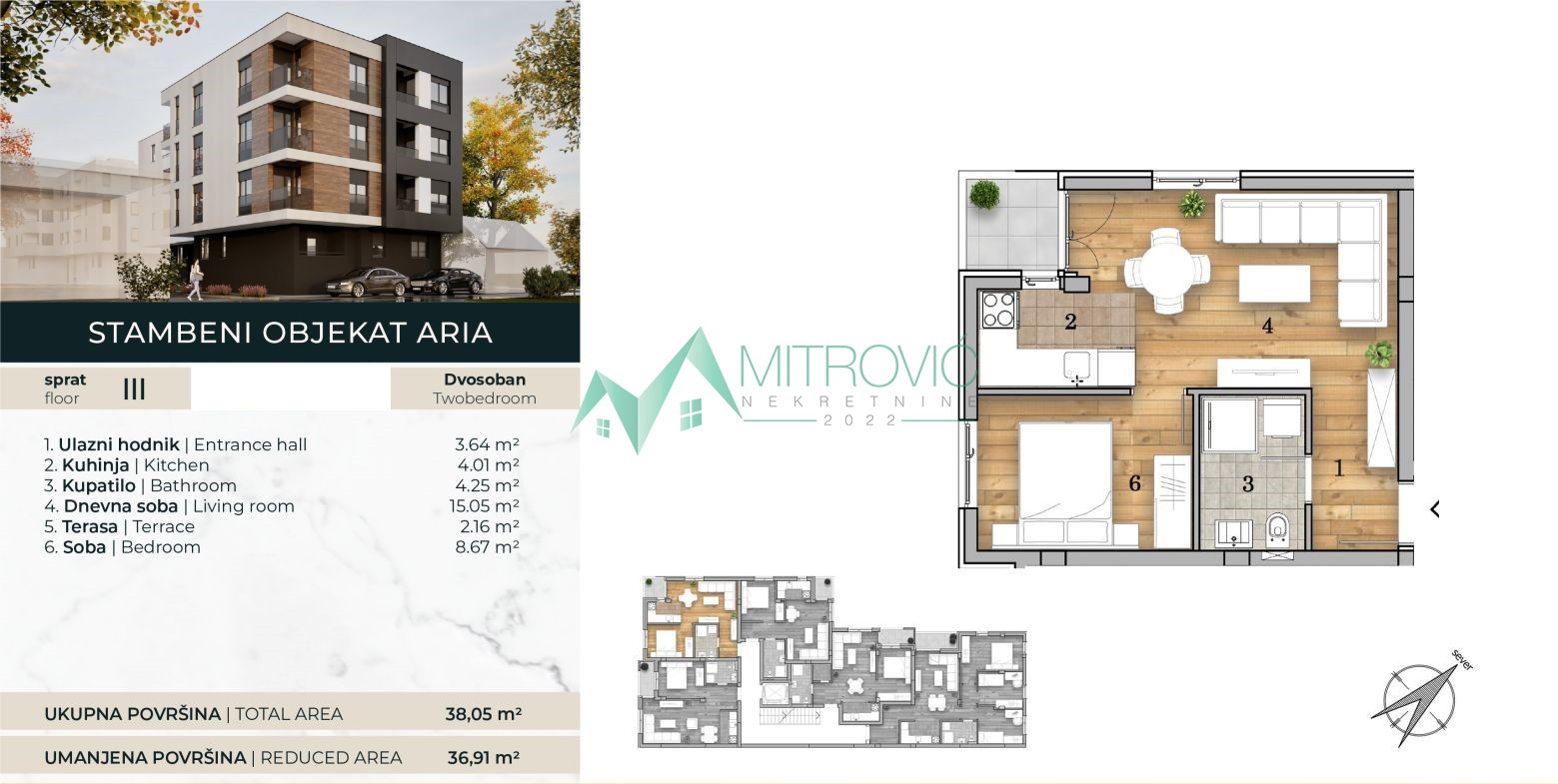 U blizini limana 4 odličan stan u izgradnji u manjem lux kompleksu  