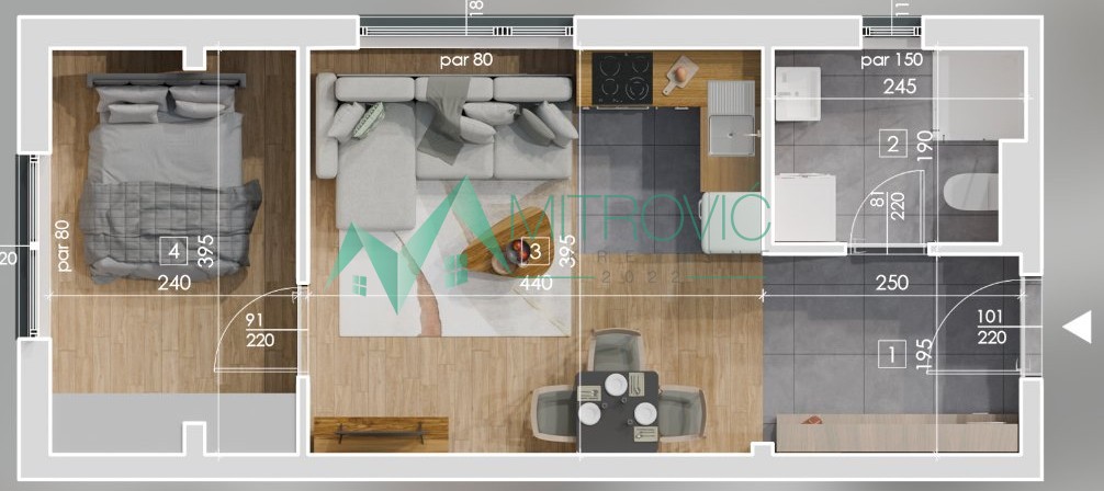 Novi Sad, Telep - Jednoiposoban stan u izgradnji 35m2 