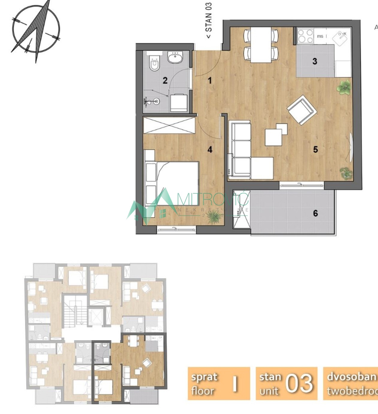 Komforan dvosoban stan na odličnoj lokaciji 