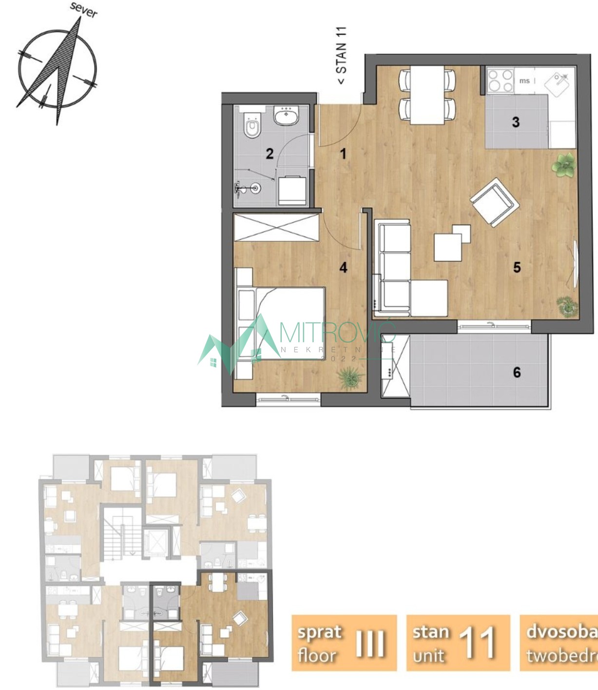 Komforan dvosoban stan na odličnoj lokaciji 