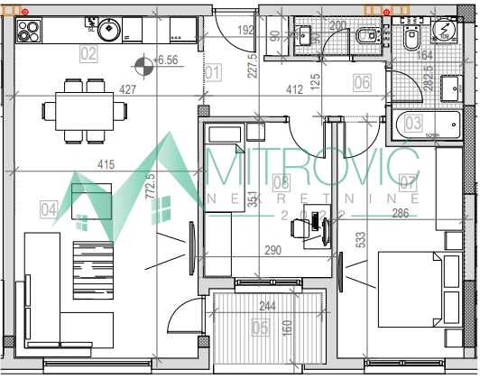 Sremska Kamenica.  74m2. Trosoban stan sa povratom PDV-a!  