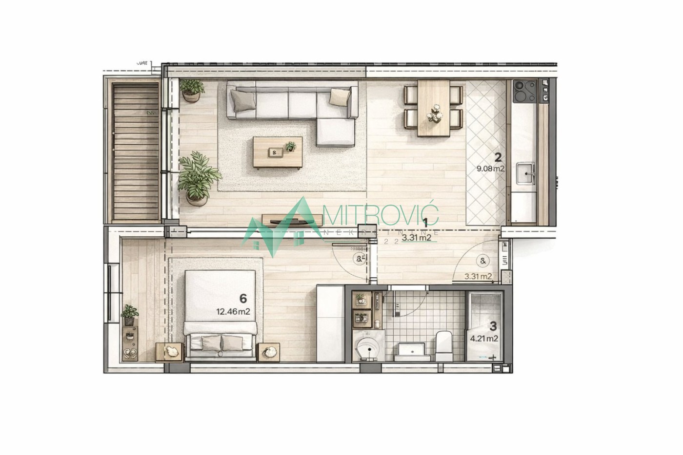 Novi Sad, Telep - Jednoiposoban stan u izgradnji sa povratom PDV - 46m2