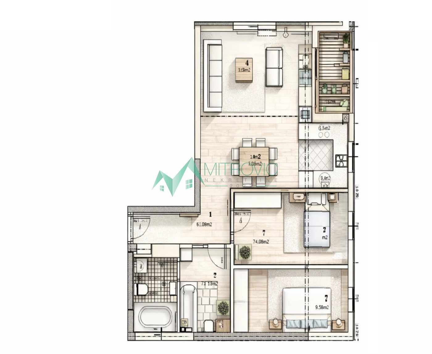 Novi Sad, Telep - Dvoiposoban stan u izgradnji sa povratom PDV - 60m2