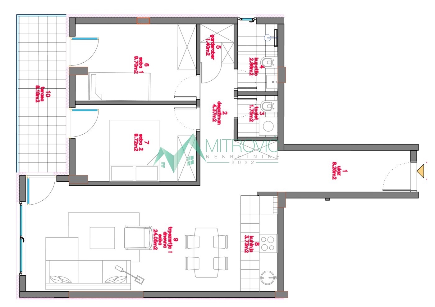 TELEP - Odličan trosoban stan u izgradnji 72m2, mogućnost povrata PDV-a 