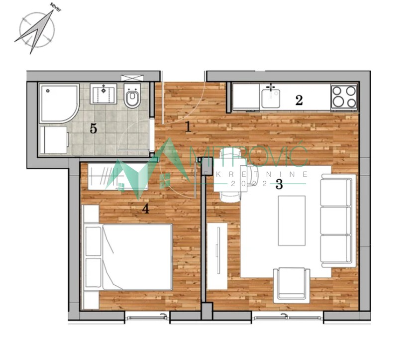 Jednoiposoban stan-Telep 33 m2