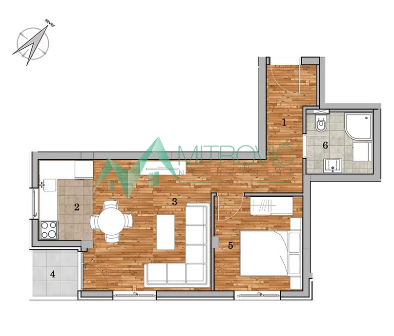 Dvosoban  stan u izgradnji 44m2 - Telep 