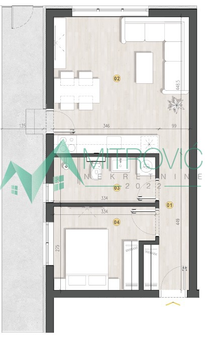 Novi Sad, Adice - Jednoiposoban stan 37m2 + terasa od 14m2