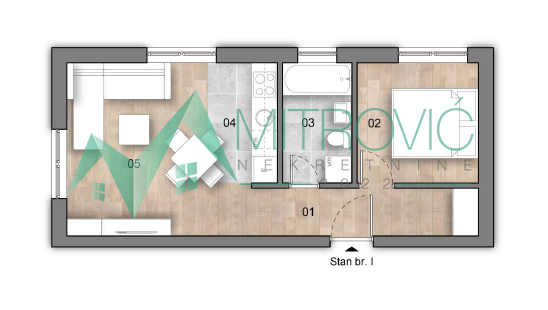Jednoiposoban stan sa parking mestom, 36m², 1727€/m²!!!(Šifra:1004540)