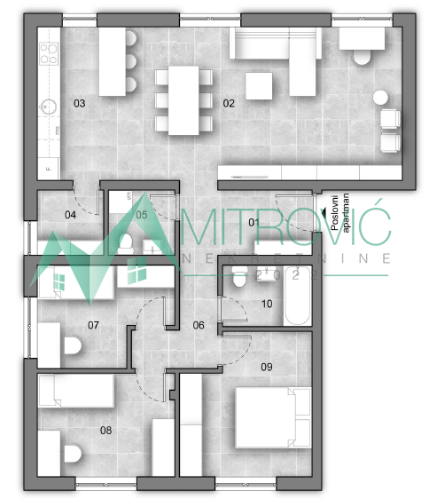 Poslovni apartman sa krovnom terasom i parkingom, 84m² (Šifra:1004544)