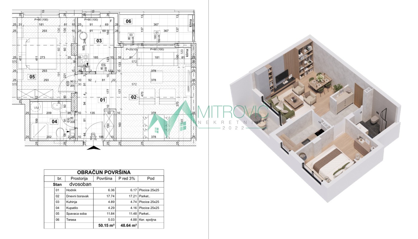 Telep - Dvosoban stan 50m² (ID: 1004686) 