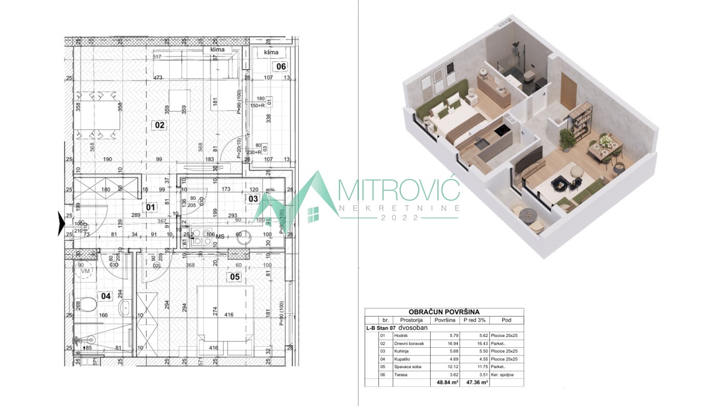 Telep - Dvosoban stan 49m² (ID: 1004693) 